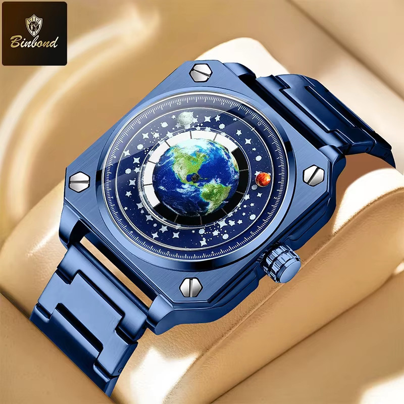BINBOND Armbanduhr, Quarz, Edelstahl, Blau, Herren - Bild 3