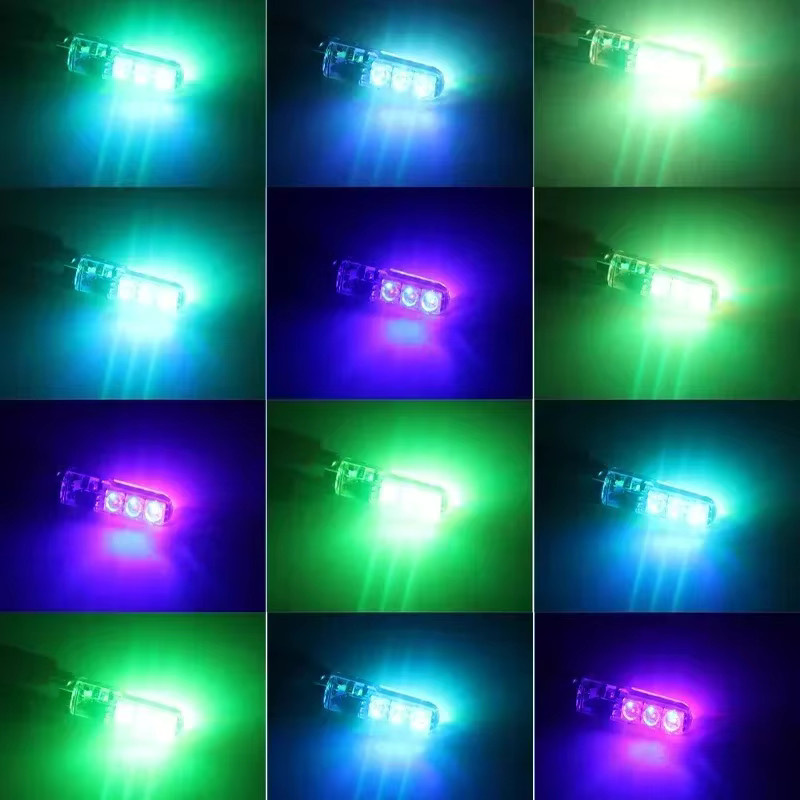 Amagi T10 W5W RGB LED-Lampen mit 6SMD 5050, 7-farbig, wasserdicht, inklusive Fernbedienung und Stroboskopmodi, Multicolor, B/T/H: 4,3 x 8,5 cm - Bild 4