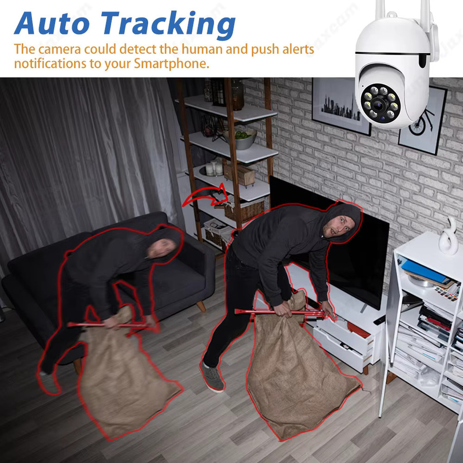 Jaxcam WLAN Sicherheitskamera für Innen und Außen in Weiß mit 5MP Full HD, Nachtsicht und 2-Wege-Audio - Bild 3