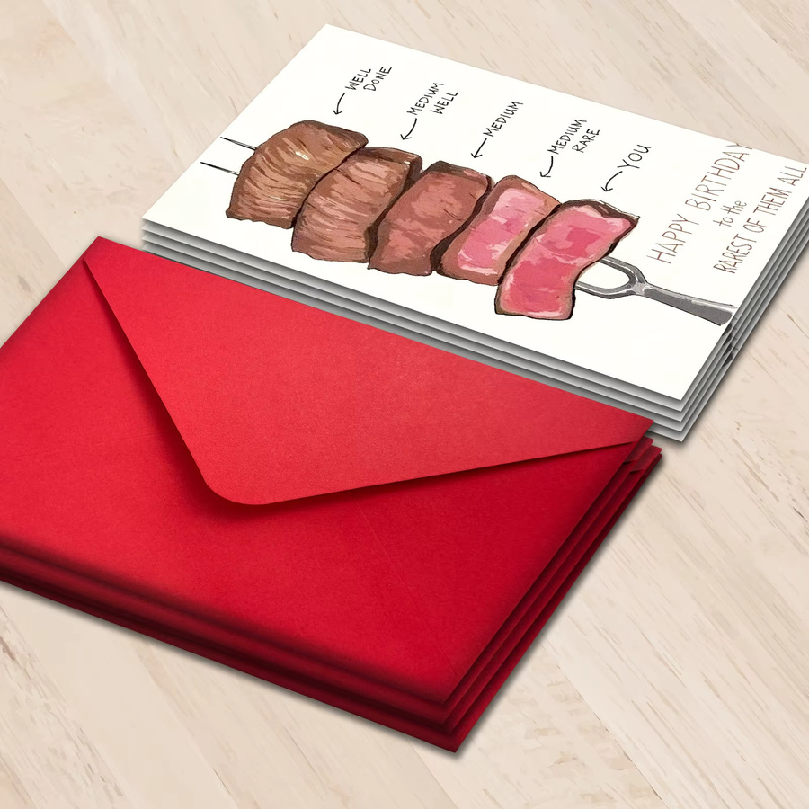 Faltbarer Geburtstagskartenumschlag mit Steak-Design für handgeschriebene Grüße und Party-Dekoration - Bild 2