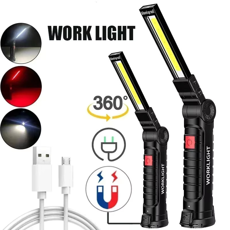 XIWANGFIRE Multifunktionale USB-Arbeitsleuchte mit COB-LED, magnetische Taschenlampe in Schwarz für Inspektionen und Notfälle - Bild 7
