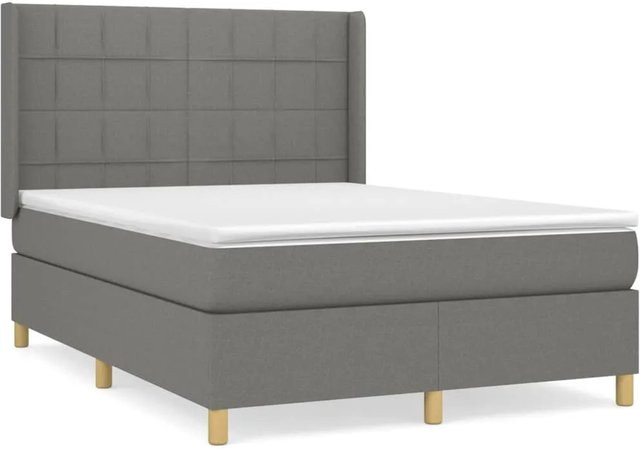 vidaXL Boxspringbett mit Matratze Dunkelgrau B/T/H: 140 x 190 x 128 cm - Bild 1