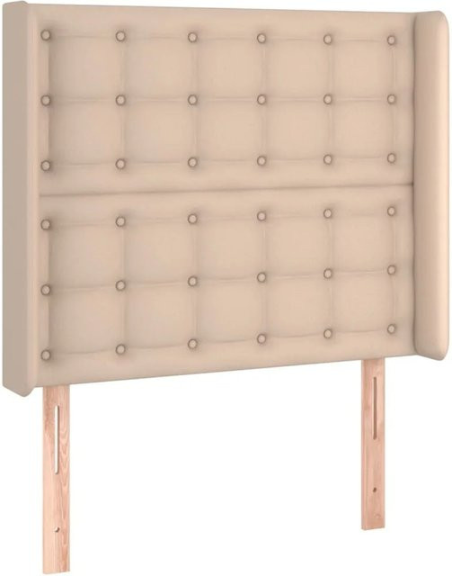 vidaXL LED Kopfteil in Cappuccino-Braun aus Kunstleder mit USB-Ladeport und integrierter Beleuchtung, B: 93 cm, T: 16 cm, H: 118-128 cm - Bild 1