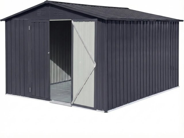 Albatros Profi Gerätehaus XXL aus verzinktem Metall in Anthrazit mit Schloss und Werkzeughaken, B/T/H: 259 x 313 x 192 cm - Bild 2