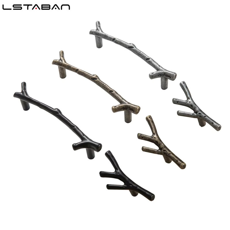 LEIBEEAN Ast-Möbelgriff für Küchenschränke und Schubladen in Schwarz, Silber oder Bronze mit 96 mm oder 128 mm Abstand - Bild 2