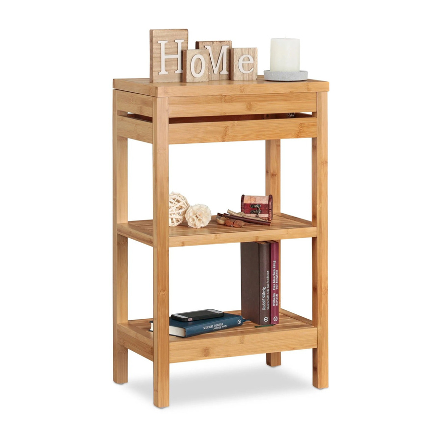 Relaxdays Standregal aus Bambus in Natur mit Ablagen und Klappe, H x B x T: 76,5 x 46 x 29,5 cm - Bild 2
