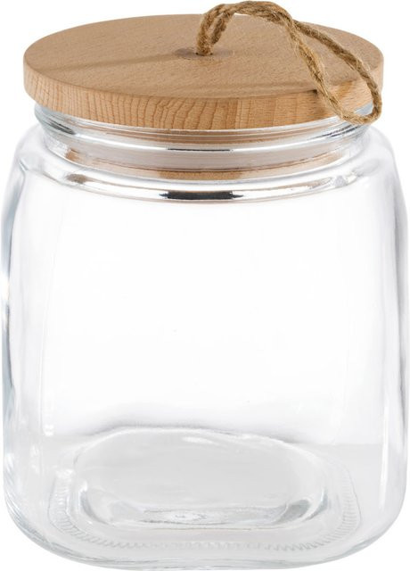 APS Vorratsglas WOODY aus Glas mit Holzdeckel, transparent, 2 l, B/T/H: 14 x 14 x 17 cm - Bild 1