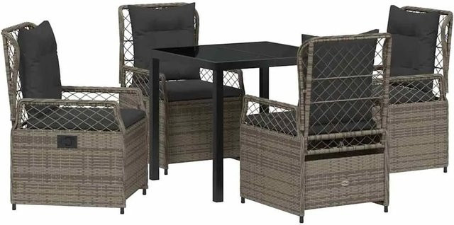 vidaXL Garten Essgruppe 5-teilig aus Poly-Rattan in Grau mit Stahlrahmen - Bild 1