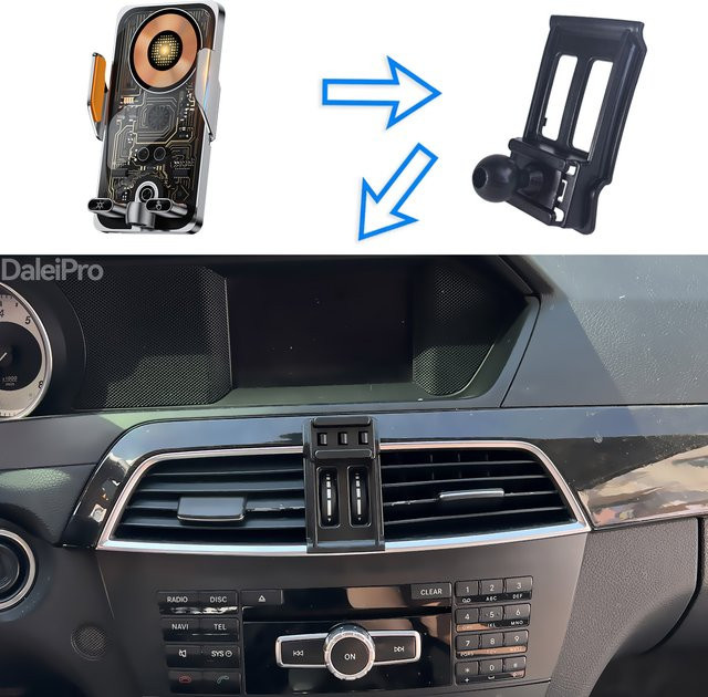 DaleiPro Magnetische Auto-Handyhalterung mit kabellosem Magsafe-Ladegerät für Mercedes Benz C-Klasse W204, Schwarz - Bild 1