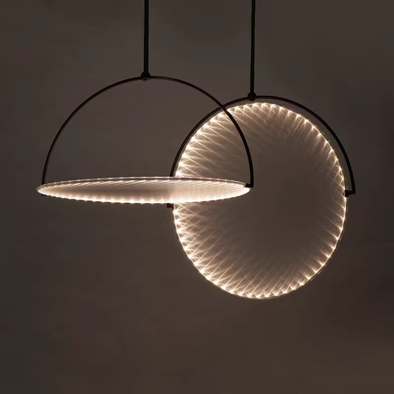 JIANKEXING Moderne LED Stoff Pendelleuchte Nordic Design für Restaurant und Bar in Weiß und Schwarz mit Warmweißem Licht - Bild 4
