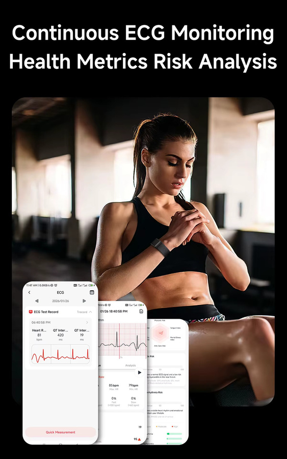 VWAR Loop Life Fitness Tracker Smartwatch mit EKG, PPG, SpO2, Herzfrequenz- und Blutdruckmessung sowie Schrittzähler - Bild 3