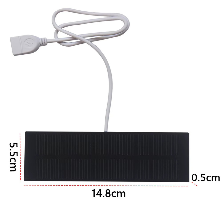 LAIMANEI Monokristallines Mini-Solarpanel 1W 5V mit USB-A Anschluss in Schwarz für Notfall-Solarladegeräte und Beleuchtung - Bild 4