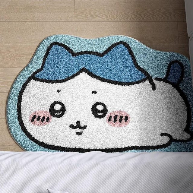 Chiikawa Kinderteppich für das Mädchenzimmer in Rosa und Weiß, weicher Motiv-Bereichsteppich aus Kunstwolle, B/T: 100 x 100 cm - Bild 1