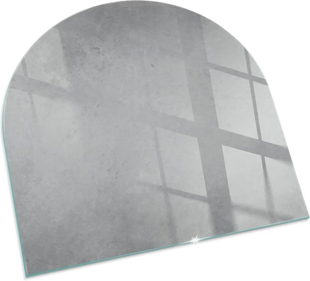 Tulup Kamin-Glasplatte in Halbkreis mit Betonstruktur-Effekt, Grau, B x B: 100 x 100 cm - Bild 1