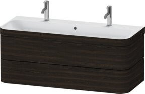 Duravit Möbelwaschtisch-Unterschrank Happy D.2 Plus in Nussbaum gebürstet braun, wandmontiert mit Türen und Schubladen, Breite: 117,5 cm, Tiefe: 49 cm, Höhe: 48 cm - Bild 1
