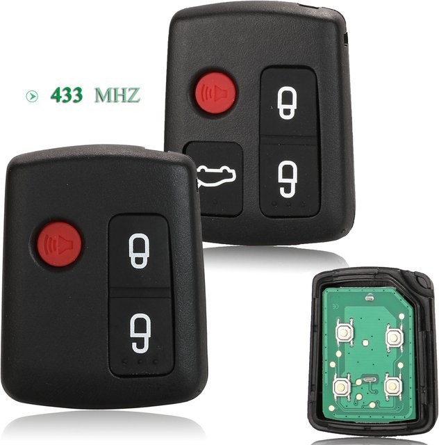 Jingyuqin Smart Auto Schlüssel Fob 433MHz mit 3 oder 4 Tasten für Ford BA BF Falcon SX SY Territory XR6 XR8 FPV in Schwarz - Bild 1