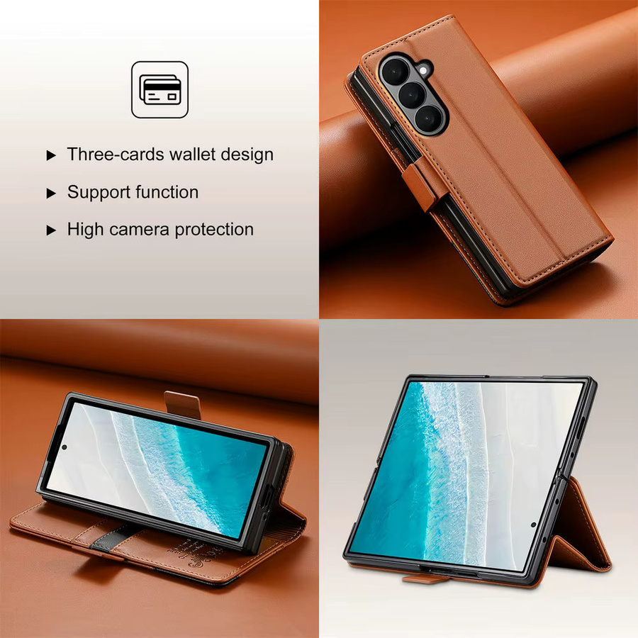 RFID-Schutz Flip-Handyhülle mit Kartensteckplatz für Samsung Galaxy Z Fold 7, 6, 5, 4, 3 5G in Schwarz - Bild 6