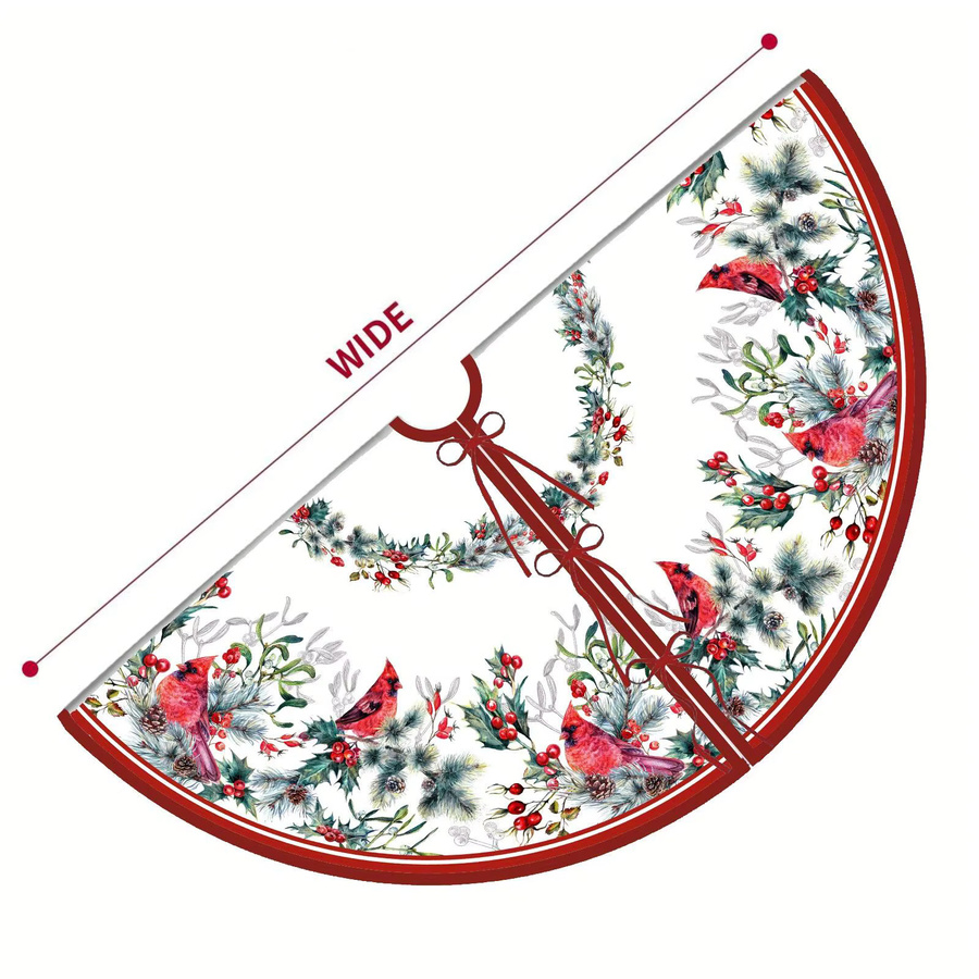 VIKAMA Weihnachtsbaum Rock mit roter Spitze und floralem Design in runder Form - Bild 5