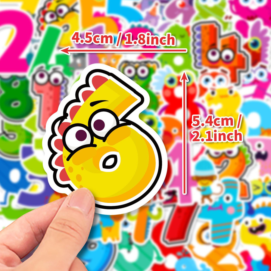 50 Arabische Ziffern 1-9 Aufkleber Cartoon-Zahlen Kinderpuzzle Aufkleber - Bild 2