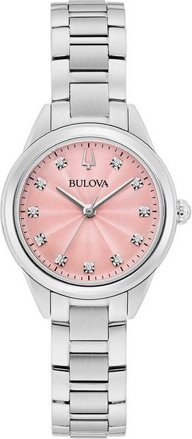 Bulova Damenuhr Edelstahl, Quarz, 28 mm, Pink, Saphirglas - Bild 1