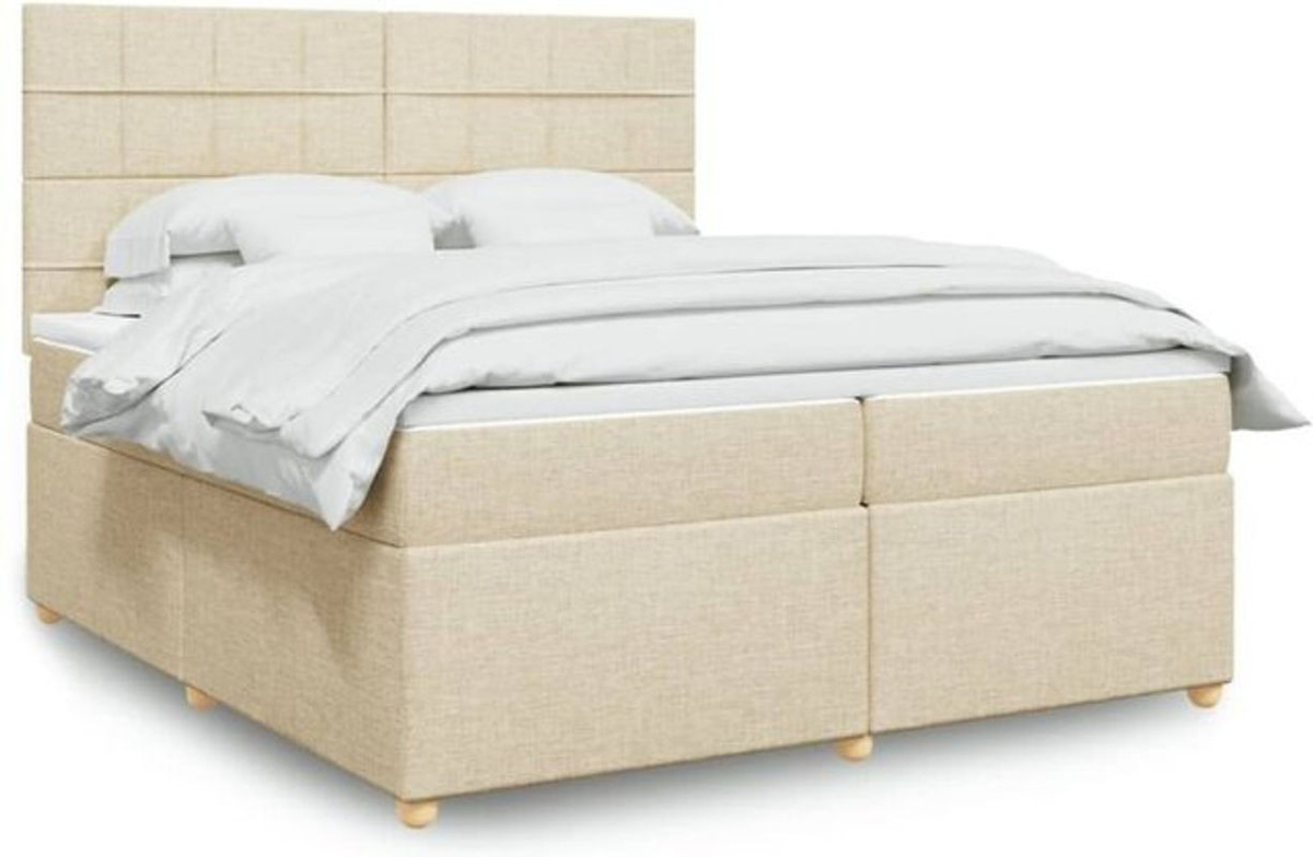 vidaxl Boxspringbett mit Matratze aus Stoff in Creme und Beige B/T/H: 200 x 200 x 150,5 cm - Bild 1