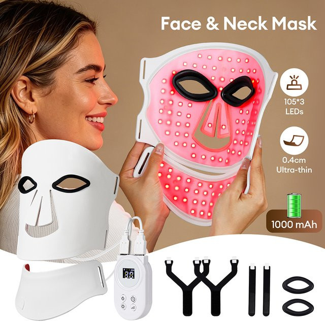 foreverlily LED Gesichtsmaske mit Halsabdeckung, Unisex - Bild 1
