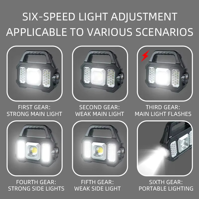 ESMARTER Hochleistungs-LED-Taschenlampe in Schwarz mit Solarladung und 6 Beleuchtungsmodi - Bild 3