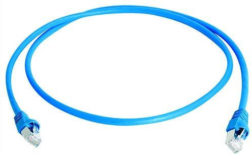 Telegärtner Mini Patch Cord S/FTP Cat.6A Ethernet LAN Kabel MP8 FS500 LSZH Blau, Länge: 2 m - Bild 1