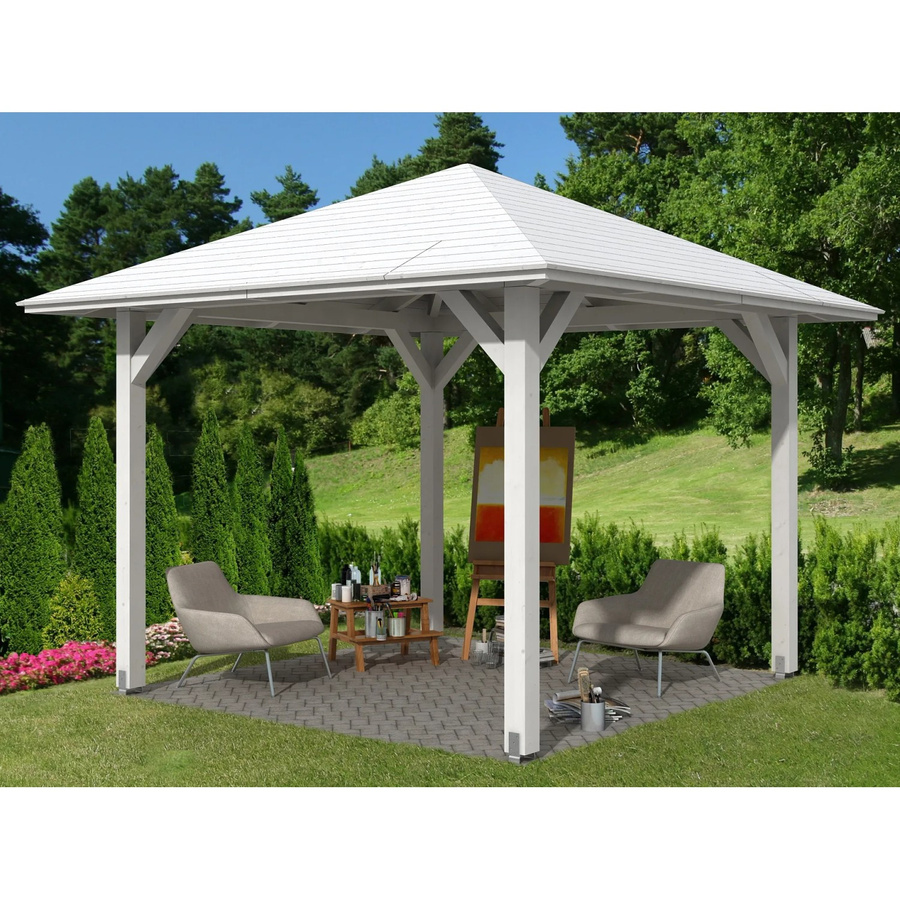 Skan Holz Pavillon Cannes 1 aus Fichte in Weiß lasiert B/T/H: 294 x 294 x 294 cm - Bild 2