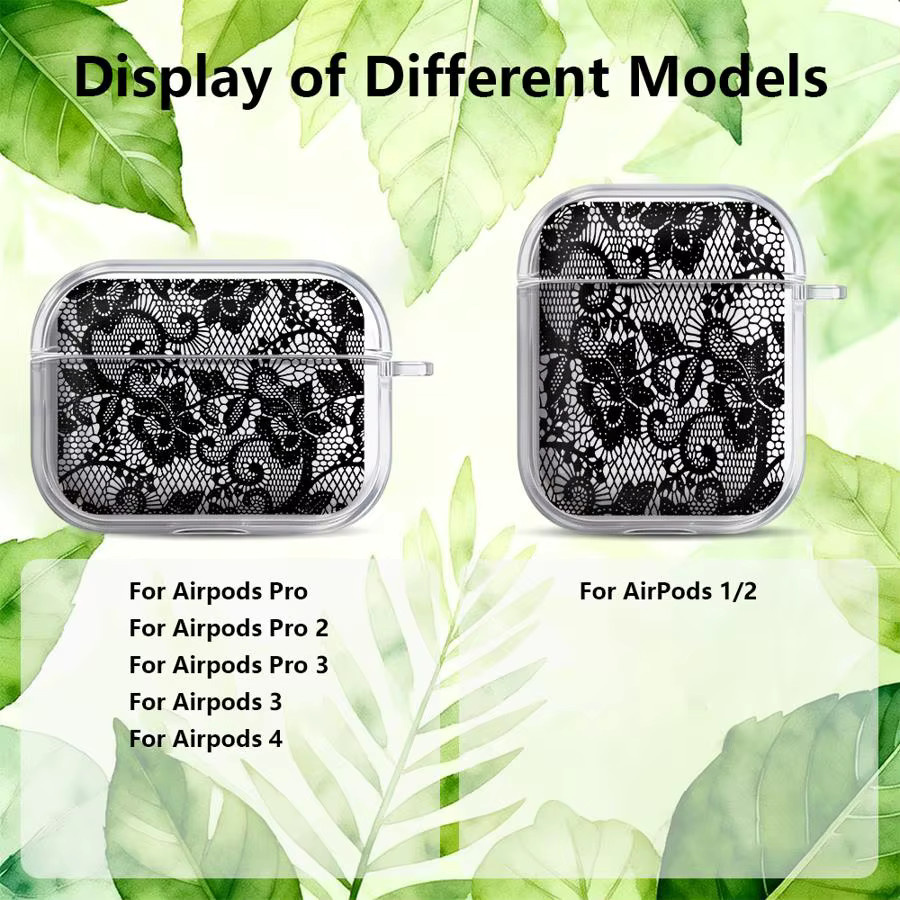 Transparente Kopfhörerhülle mit Blumenstamen-Muster für Apple AirPods Pro 1, 2 und 3 - Bild 3