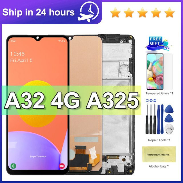 Samsung A32 4G LCD-Display Touchscreen Digitalisierer mit Rahmen in Schwarz für SM-A325F/DS, 6.4 Zoll - Bild 1