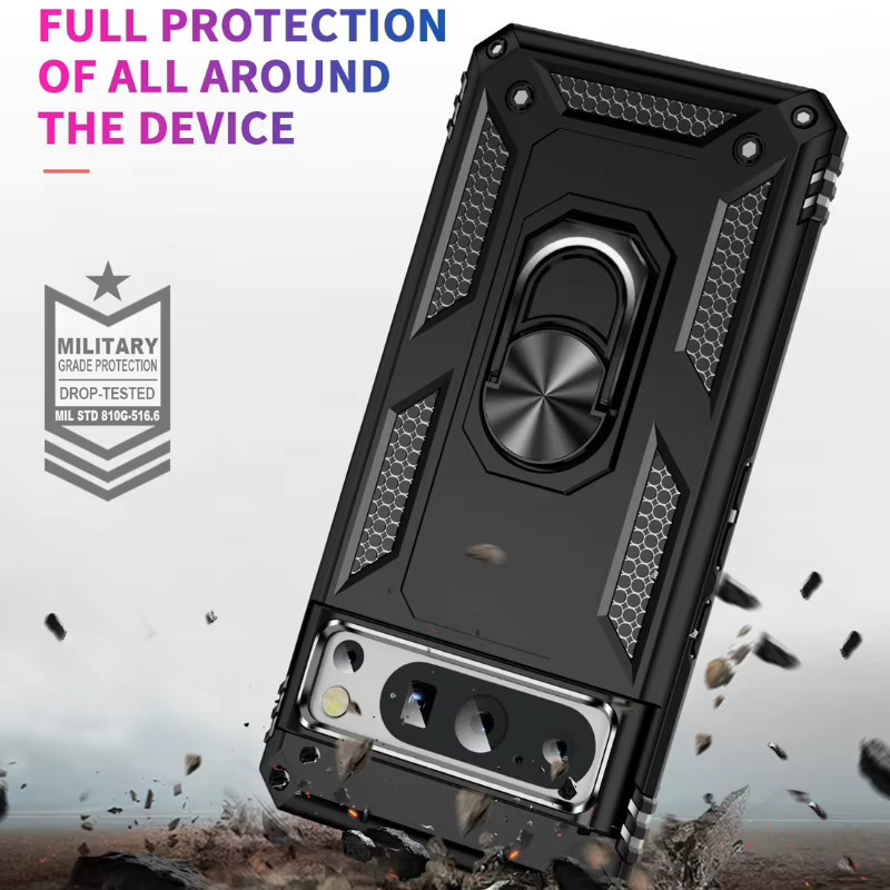 Robuste Handyhülle mit Magnetringhalterung für Google Pixel 9 Pro XL 8 7 6 Pro 5G in Schwarz und Rot - Bild 6