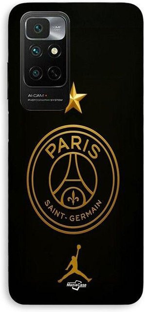 MANIACASE Silikon Handyhülle für Xiaomi Redmi Note 11 4G mit goldenem PSG Logo in Schwarz-Gold - Bild 1