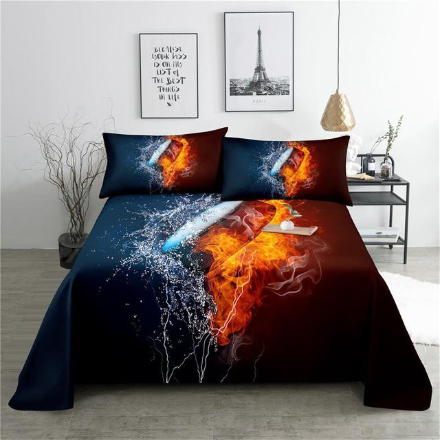 Bettwäsche-Set mit Klaviertastatur und Musiknoten-Print aus Polyester, Blau, B/H: 110 x 230 cm, inklusive 2 Kissenbezügen - Bild 1