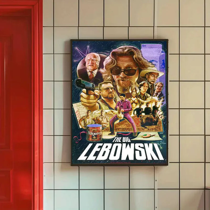 Selbstklebendes Wandposter The Big Lebowski Klassische Filmkunst als mehrfarbige Wanddekoration im Hochformat - Bild 5