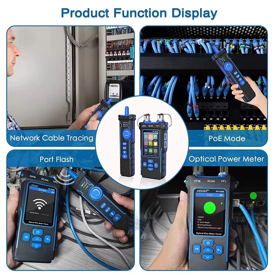 NOYAFA NF-8508 Kabeltester mit LCD, Längenmessung, Wiremap, PoE-Test, VFL und OPM für CAT5 und CAT6 RJ45 Kabellocator und Inspektionswerkzeug - Bild 2