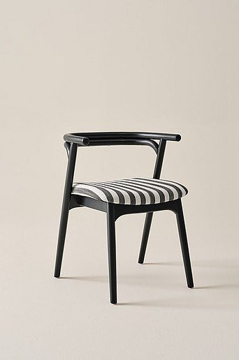 Jotex TOLLARP Stuhl mit gestreiftem Stoffbezug in Schwarz und Buchenholz-Gestell im skandinavischen Design, B/T/H: 54 x 46 x 71 cm - Bild 1