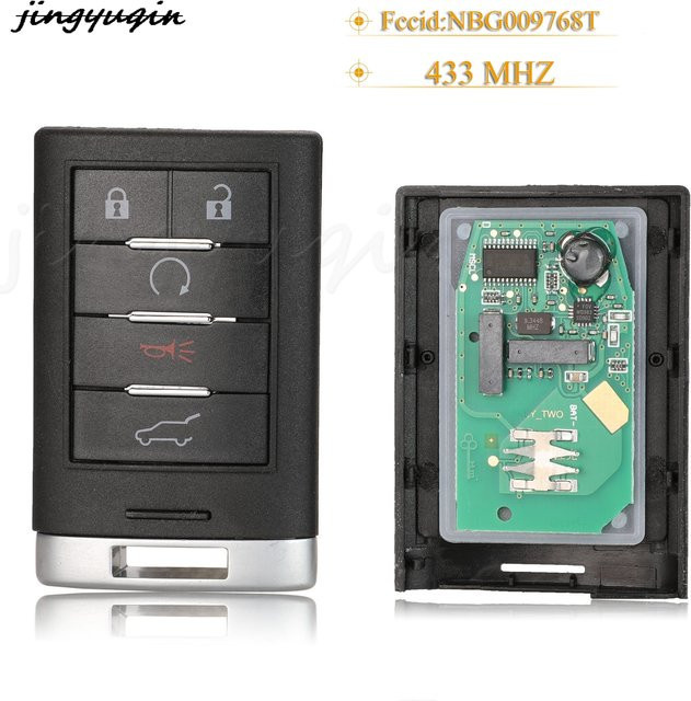 Jingyuqin Smart Remote Autoschlüssel mit 5 Tasten für Cadillac SRX 2010 bis 2014, 433 MHz, Schwarz, NBG009768T - Bild 1