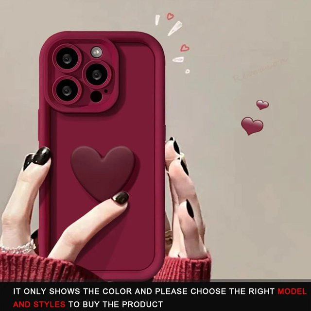 Luxuriöse Silikon Handyhülle mit Herz-Design für Apple iPhone in Rot - Bild 1