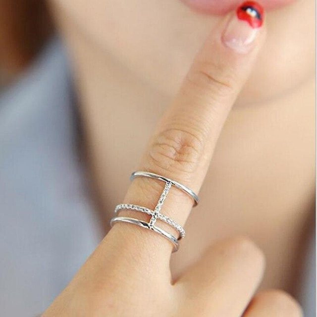 Ring 925 Sterling Silber, Multi-schicht Kreuz, Damen, grau - Bild 1