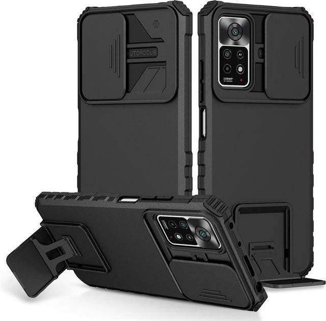 Stoßfeste Schutzhülle mit Standfunktion für Xiaomi Redmi Note 11 Pro Plus 5G in Schwarz - Bild 1