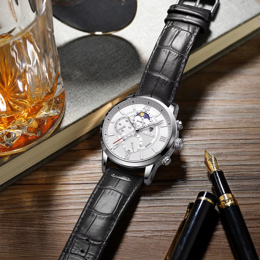 LIGE Quarz-Armbanduhr, Leder, Bicolor, Datum, Herren - Bild 2