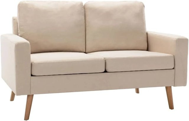 vidaXL 2-Sitzer-Sofa in Beige aus Stoff mit Massivholzrahmen, B/T/H: 130,0 x 76,0 x 82,5 cm - Bild 1