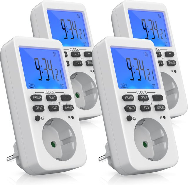 BEARWARE Programmierbare Zeitschaltuhr mit LCD Display und Steckdosentimer in Weiß, max. 3680W - Bild 1
