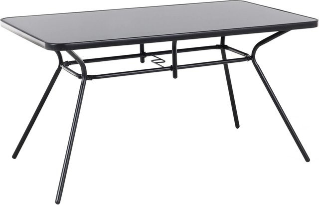 Beliani Gartentisch LIVO in Schwarz aus Metall und Glas, B/T/H: 140 x 80 x 73 cm - Bild 1