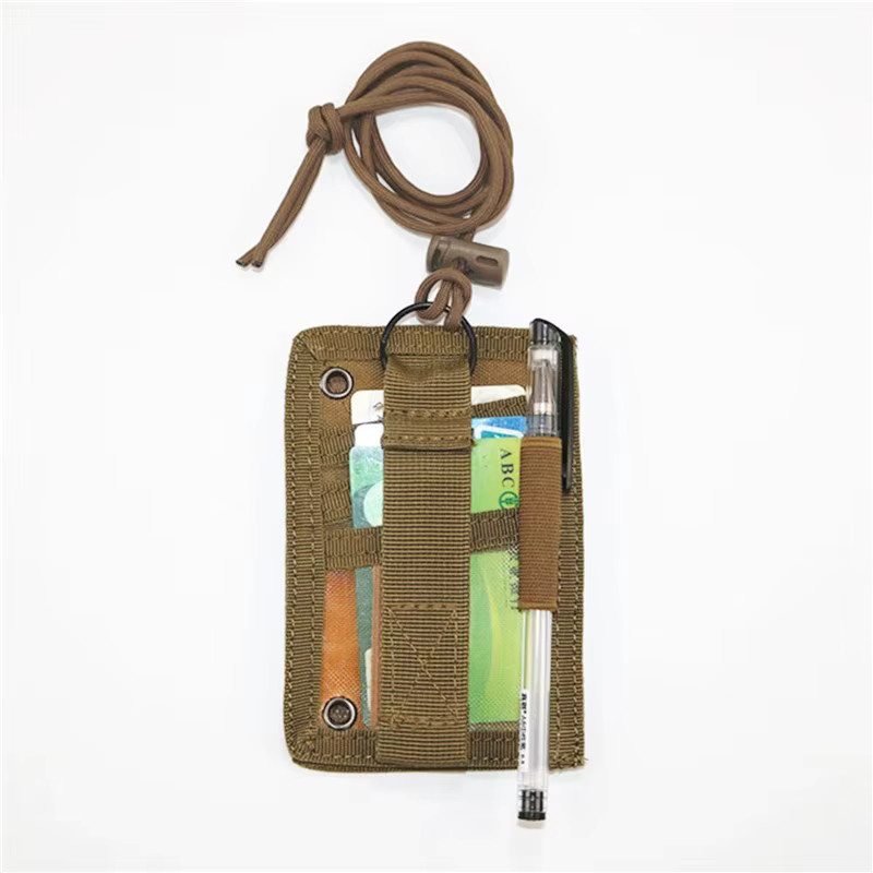 Taktischer Ausweiskartenhalter mit Schlüsselband und Klettverschluss-Patch in Beige und Braun - Bild 2