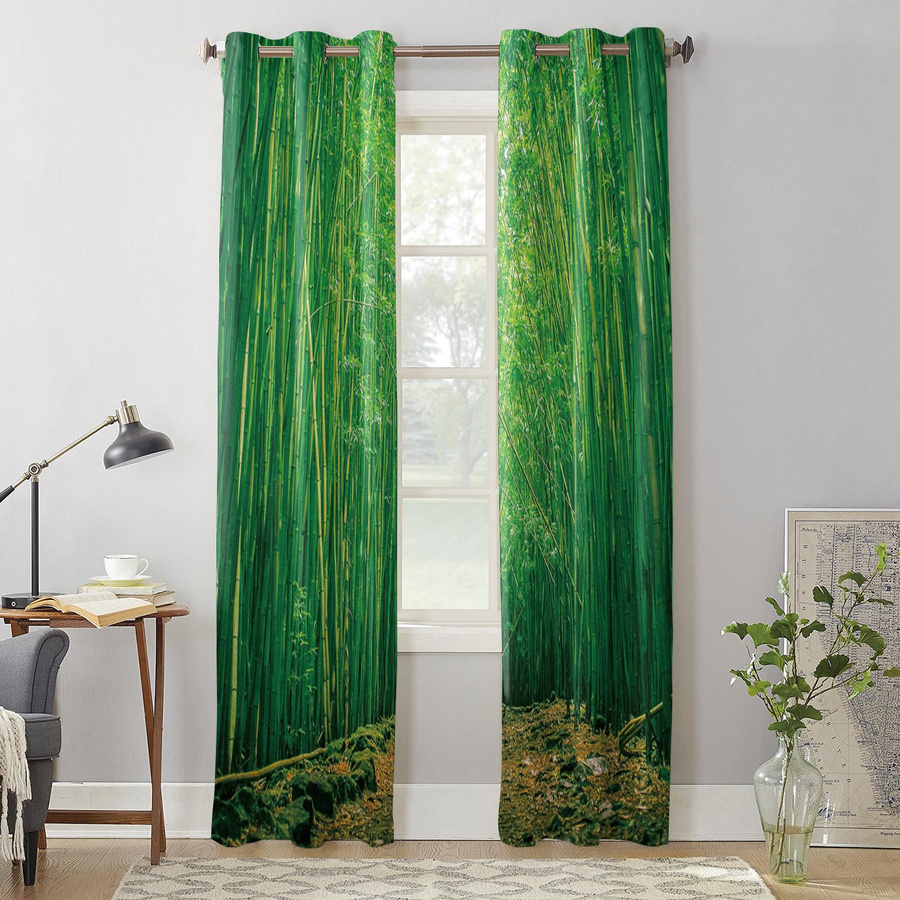 Binchi Outdoor Equipment Bambus-Fenstervorhang halbtransparent, Grün, Breite: 135 cm, Höhe: 60 cm - Bild 4