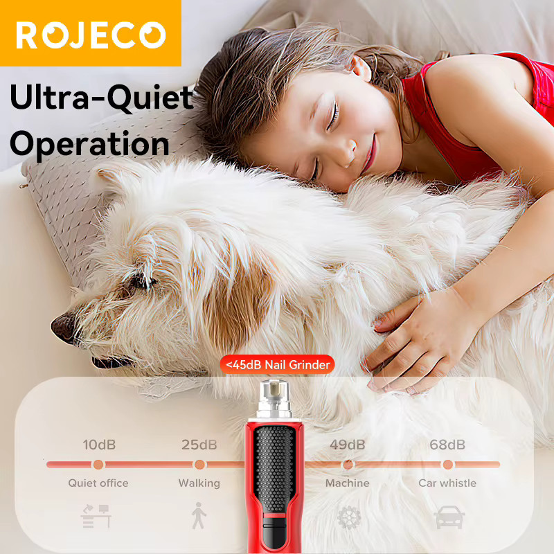 ROJECO Elektrischer Haustier-Nagelschleifer in Rot mit LED-Licht und 7 einstellbaren Geschwindigkeiten für Hunde und Katzen - Bild 3