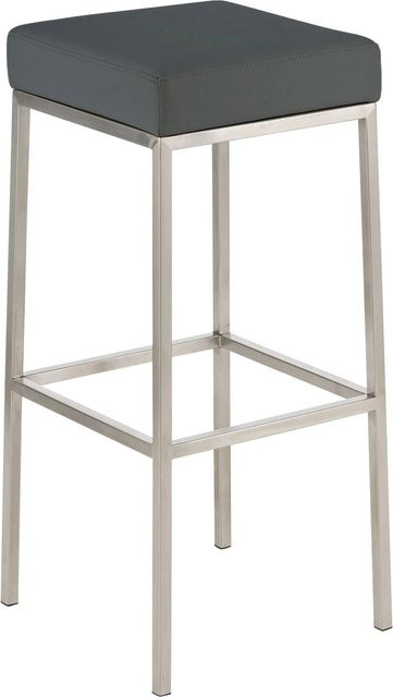 DELUKE Barhocker BIDAN aus Kunstleder in Grau mit Lehne, B/T/H: 37 x 37 x 85 cm - Bild 1