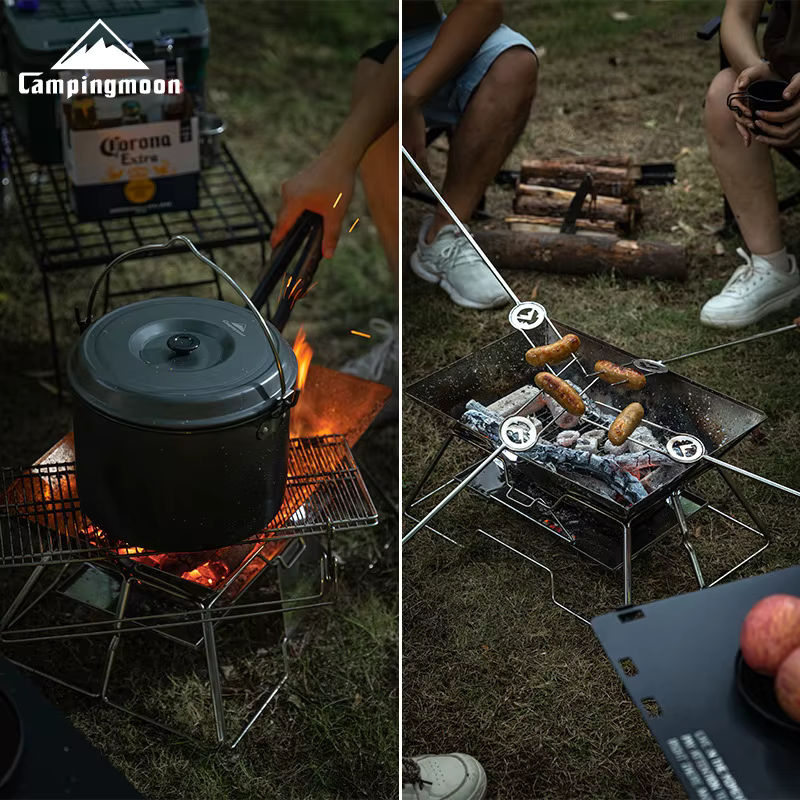 CAMPINGMOON Tragbarer Campinggrill aus Edelstahl in Silber, zusammenklappbarer Grillofen für Picknick und Outdoor, B/T/H: 35,0 x 26,0 x 35,0 cm - Bild 2